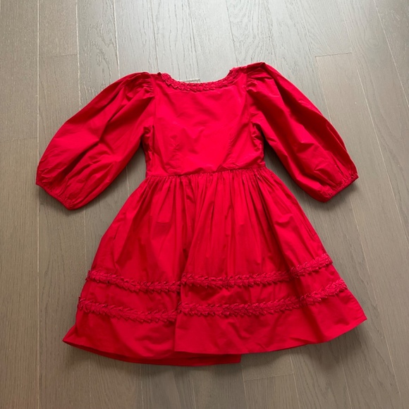 NWT Rhode Daya smocked red POPPY poplin cotton mini dress poppy puff sleeve 4 - Picture 4 of 6